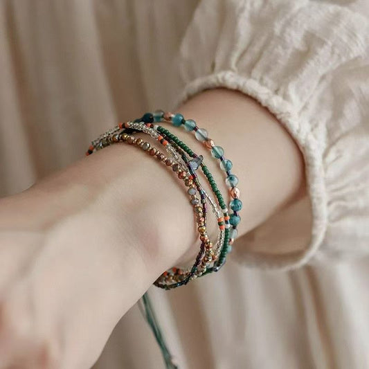 Colorful ethnic style beads French holiday braided adjustable bracelet Summer niche accessories